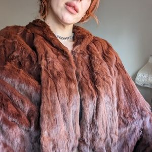 Vintage Red Fox Fur Stole with Pockets 1940s 1950s